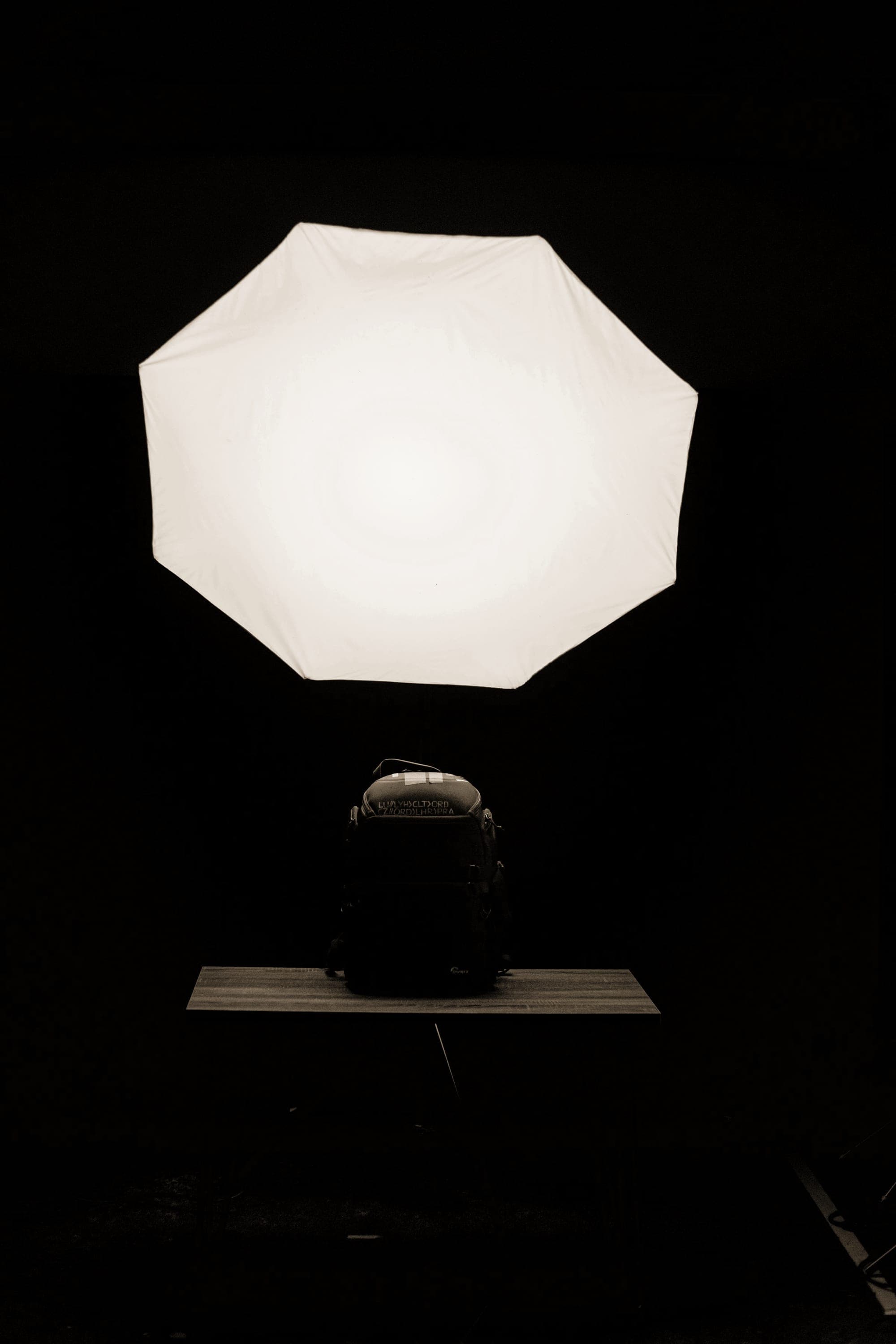 A studio softbox, switched on