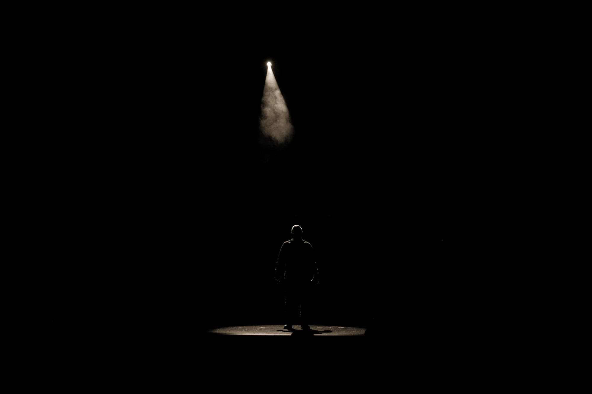 One spotlight on an empty stage